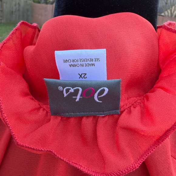 Dots Red Ruffled Blouse - Picture 4 of 5